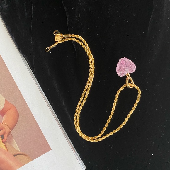 Crystal Haze Jewelry - Crystal Haze Jelly Heart Pendant -Pave Connector- Baby Pink